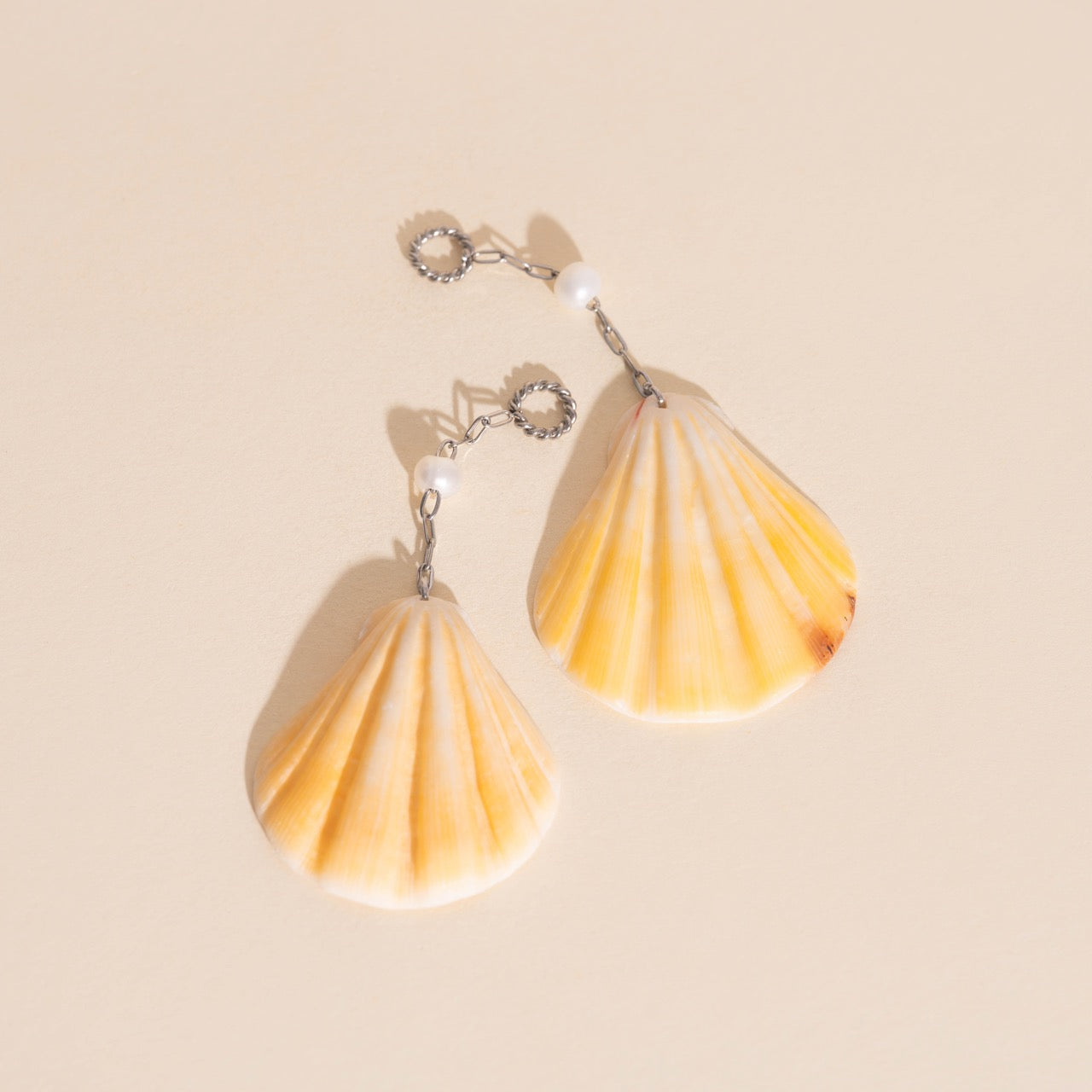 Jumbo Seashell Dangle Huggie Hoop Charms