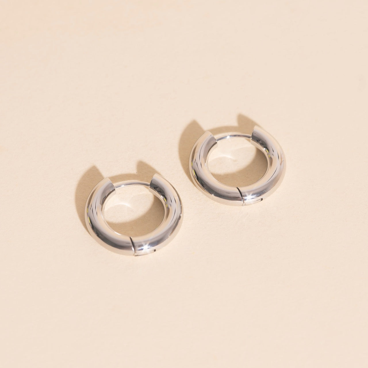 Titanium Chunky Rounded Huggie Hoop Earrings