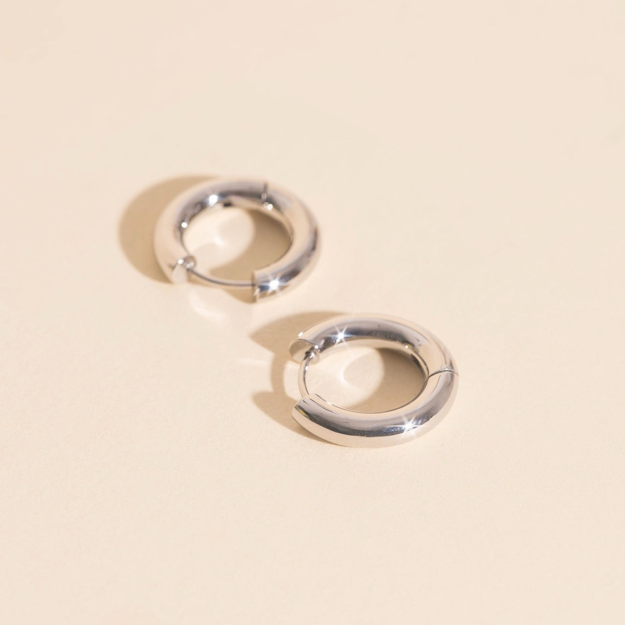 Titanium Chunky Rounded Huggie Hoop Earrings