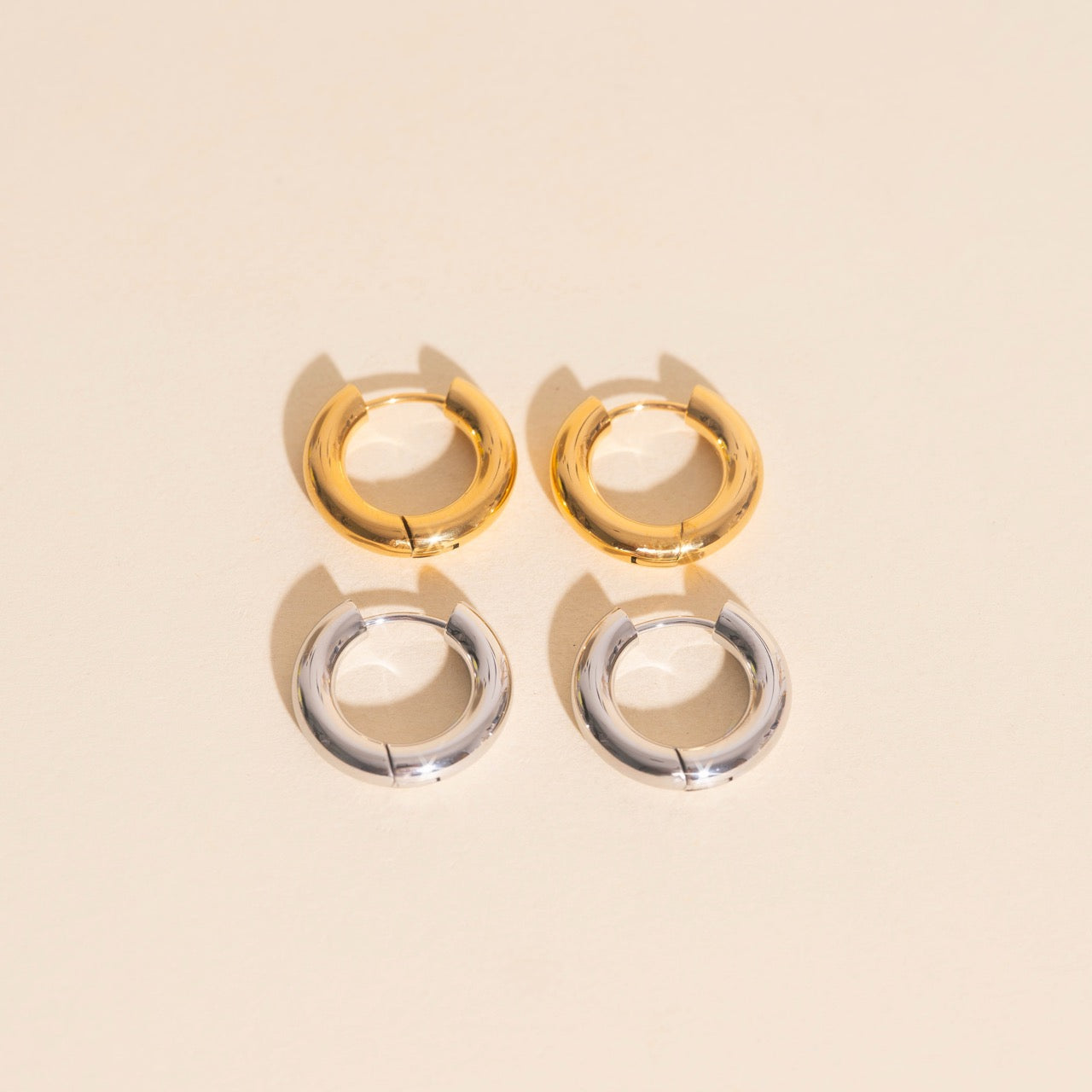 Titanium Chunky Rounded Huggie Hoop Earrings - FeatherTUFF™