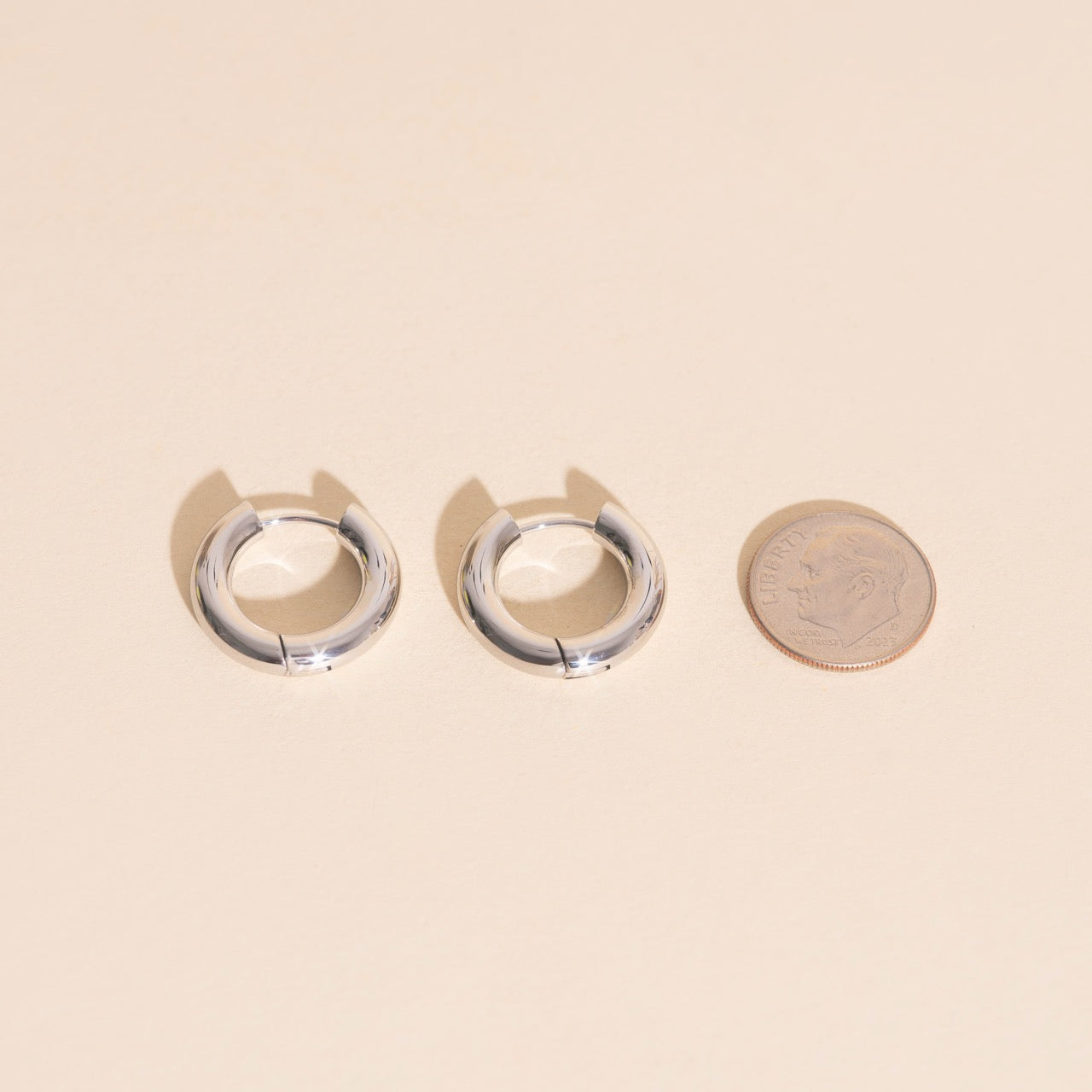 Titanium Chunky Rounded Huggie Hoop Earrings