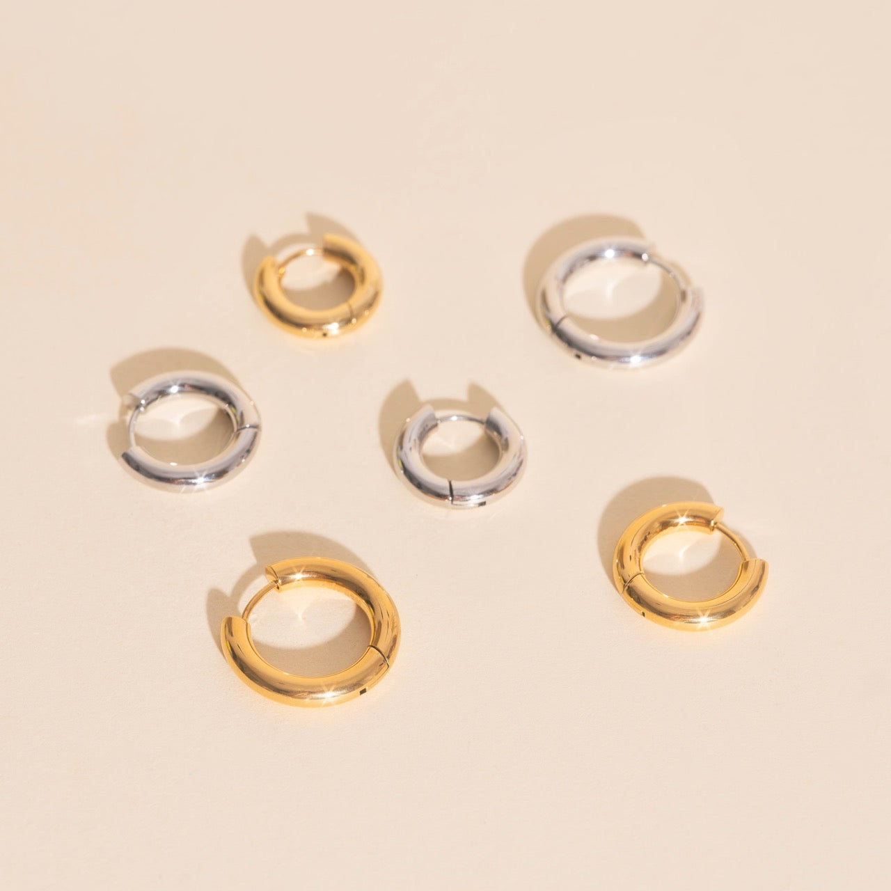 Titanium Chunky Rounded Huggie Hoop Earrings