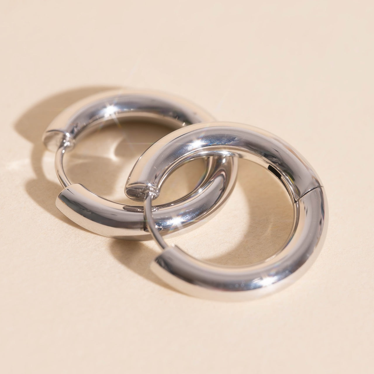 Titanium Chunky Rounded Huggie Hoop Earrings