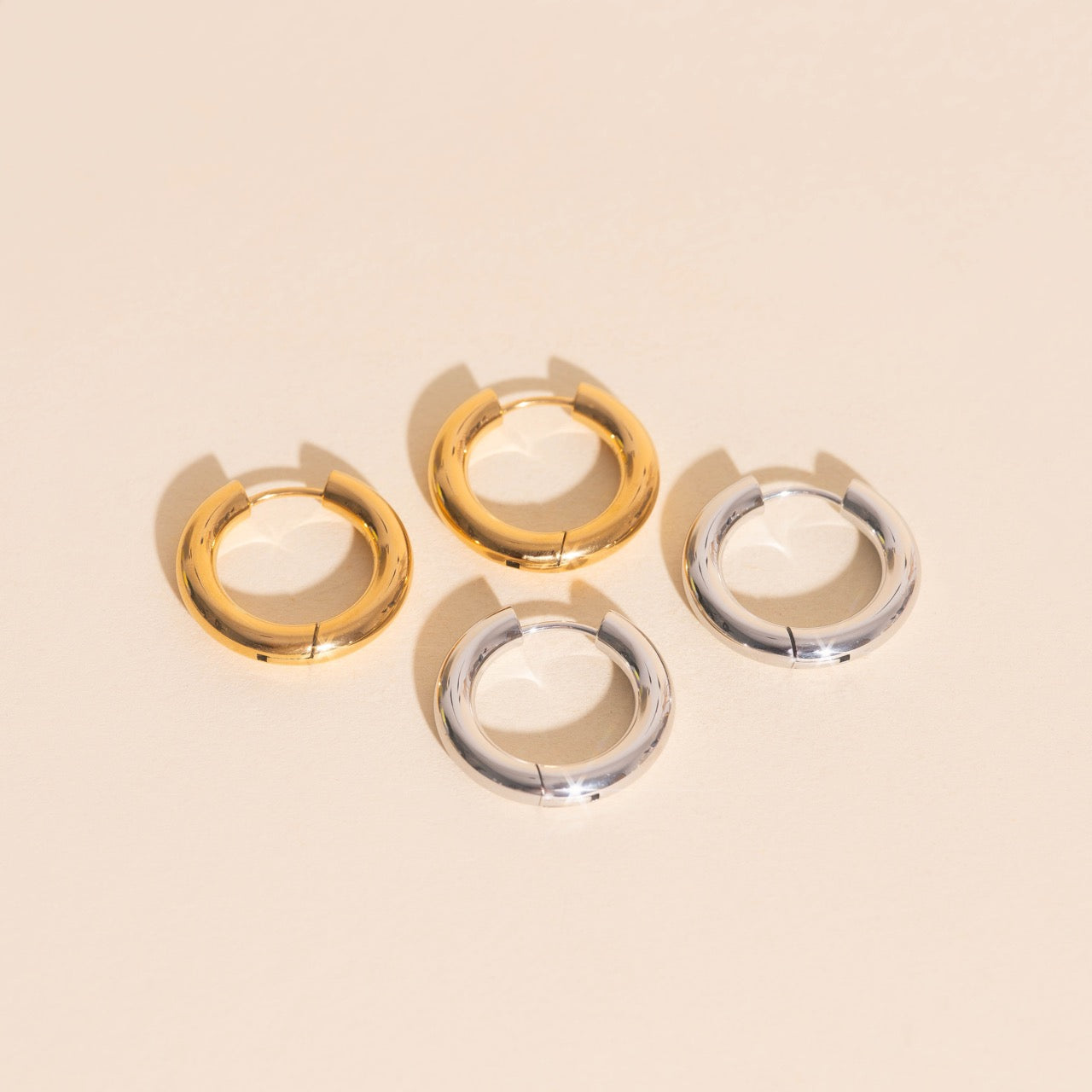 Titanium Chunky Rounded Huggie Hoop Earrings