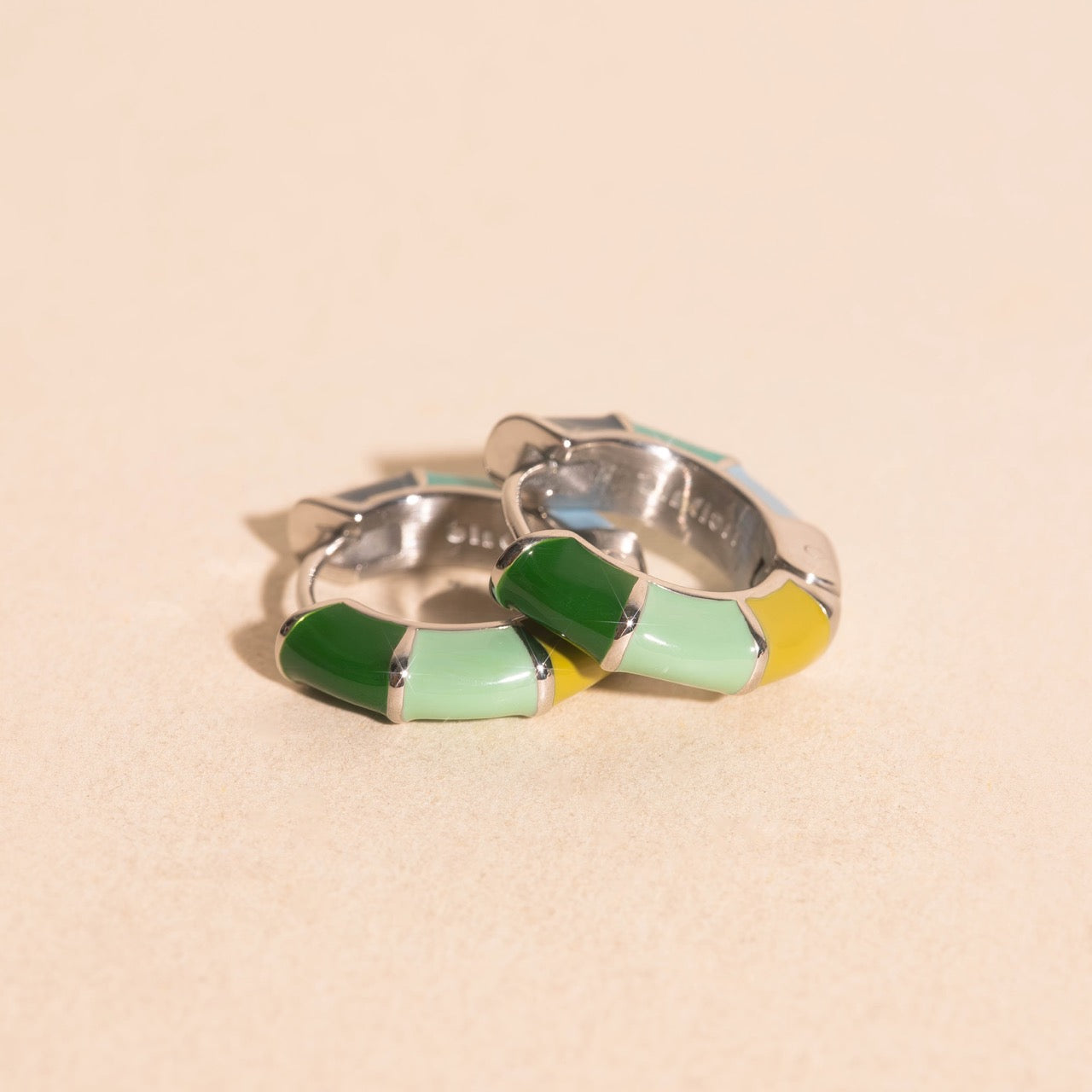 Color Block Chunky Rounded Huggie Hoop Earrings