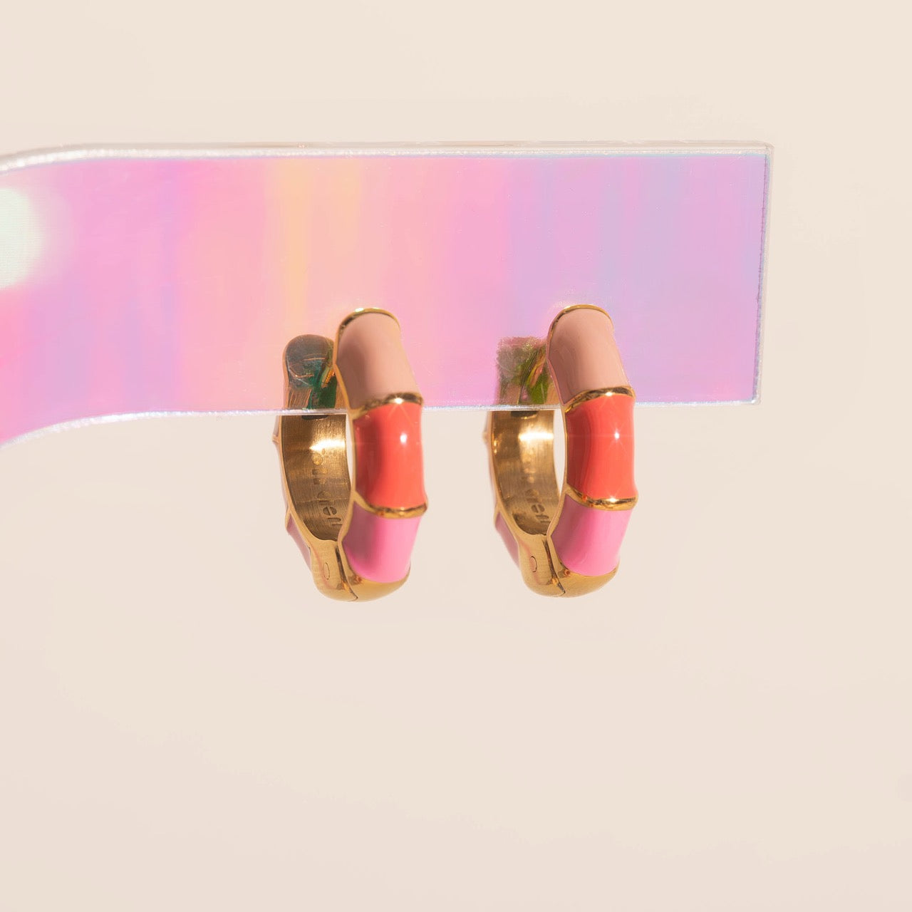 Color Block Chunky Rounded Huggie Hoop Earrings