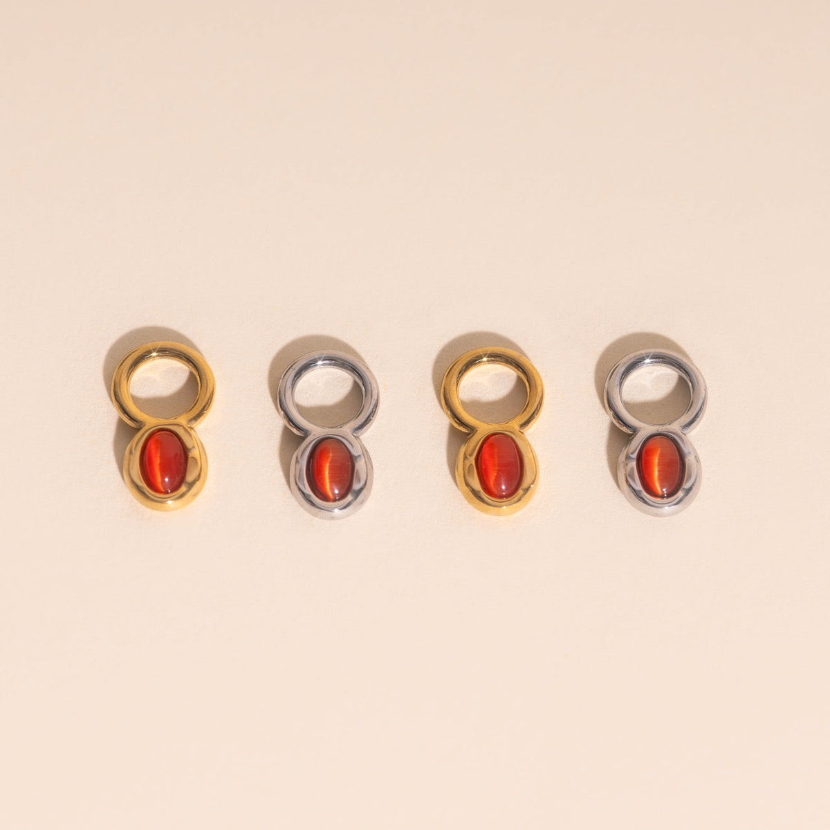Stone Chunky Huggie Hoop Charms
