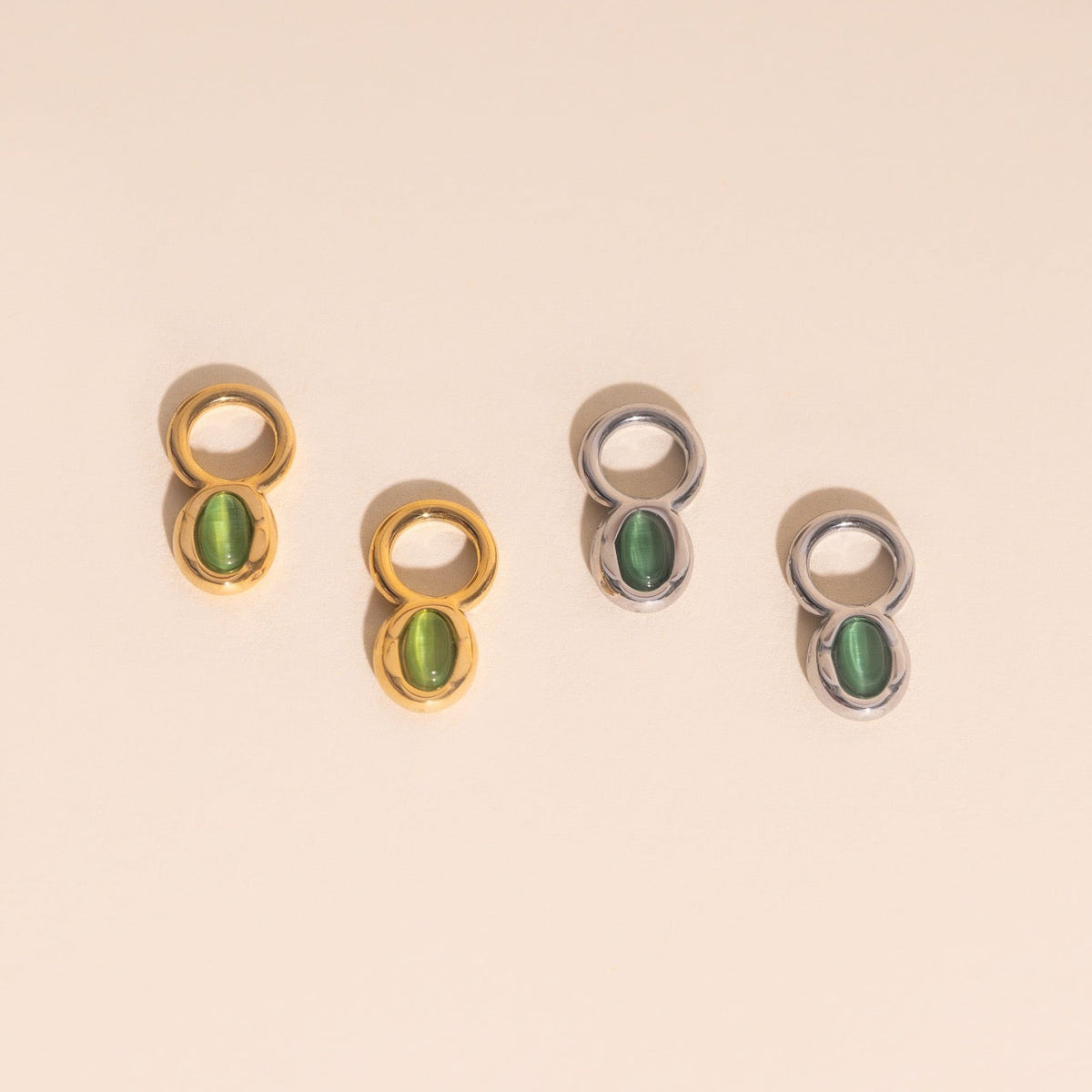 Stone Chunky Huggie Hoop Charms