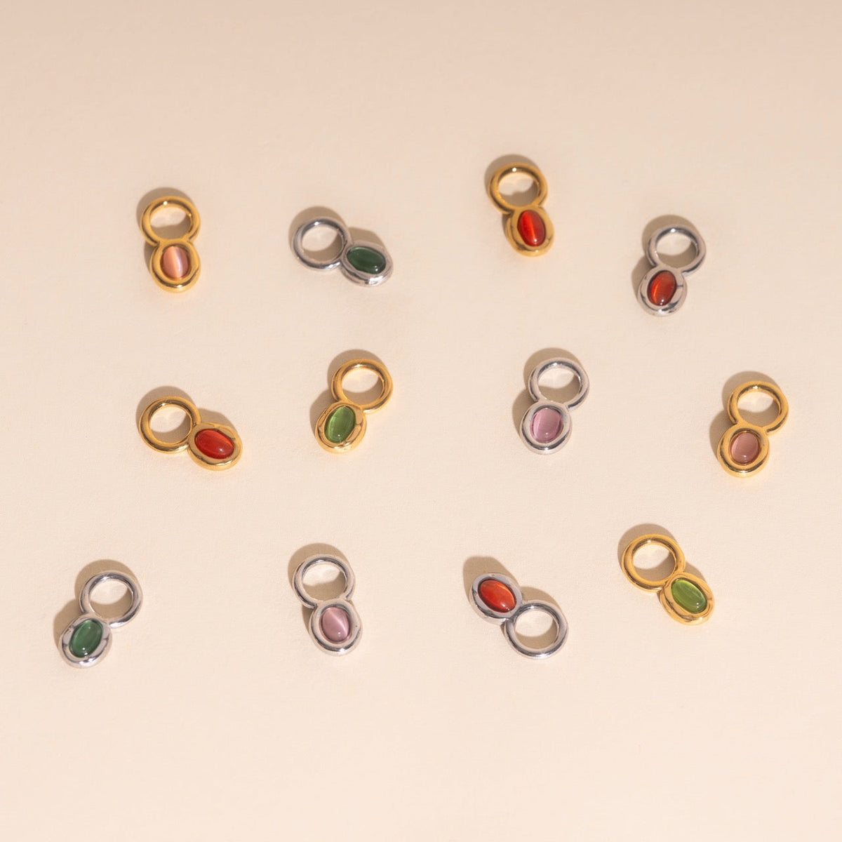Stone Chunky Huggie Hoop Charms