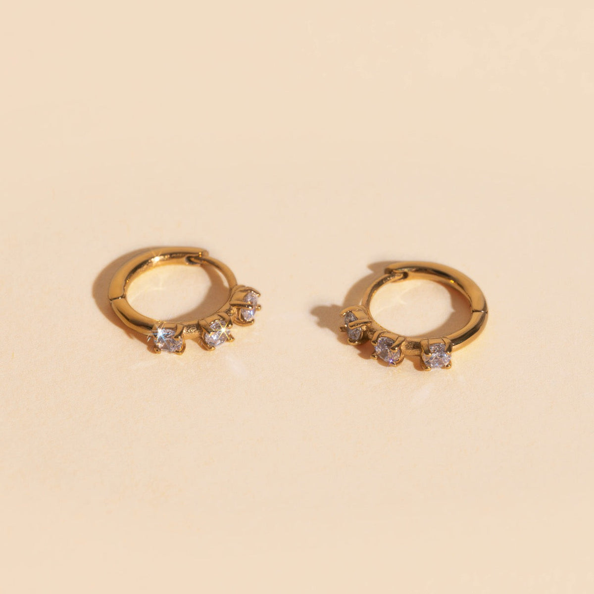 Thin Crystal Huggie Hoop Earrings