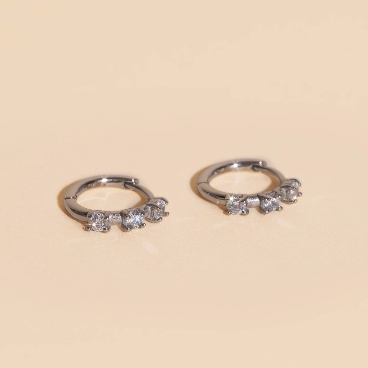 Thin Crystal Huggie Hoop Earrings