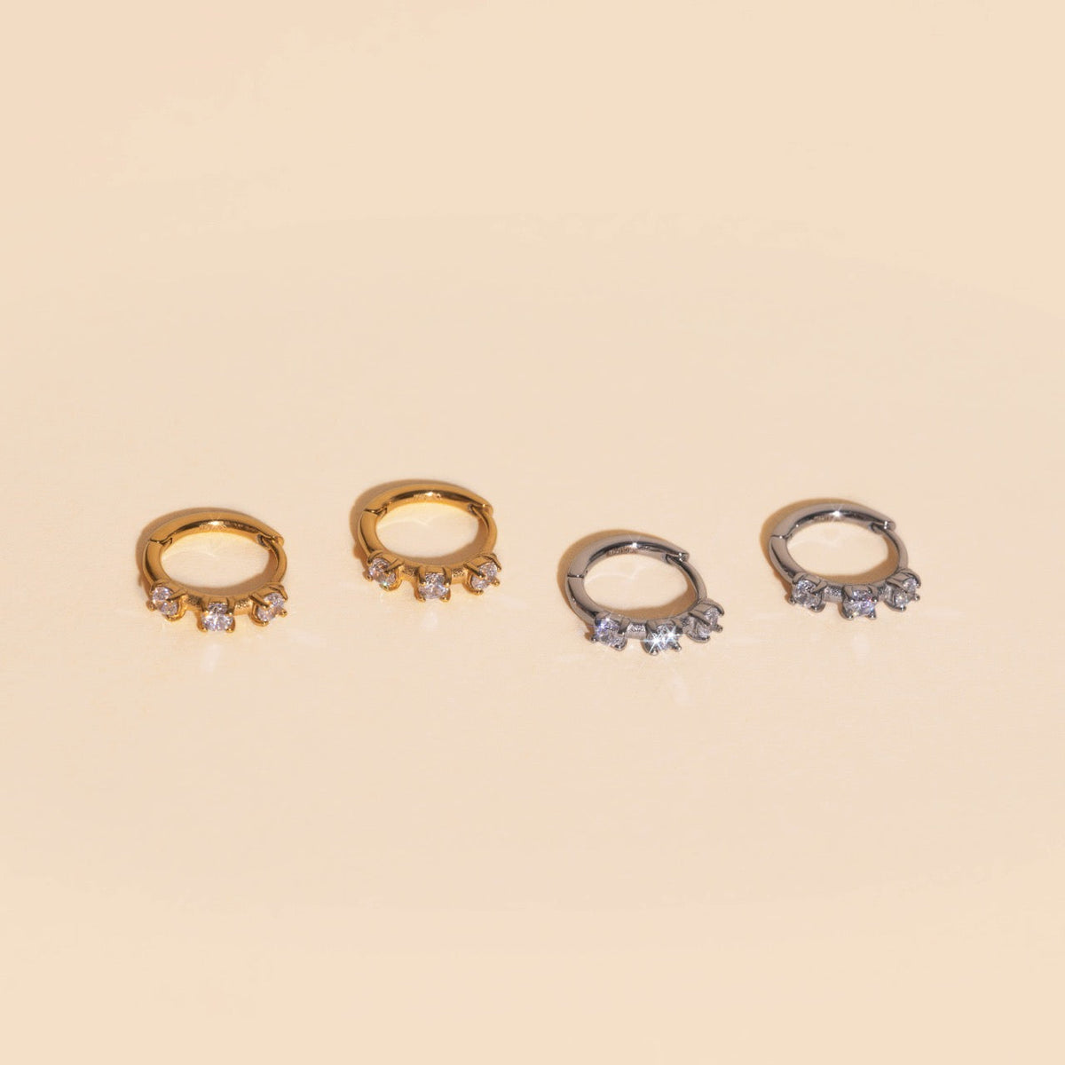 Thin Crystal Huggie Hoop Earrings