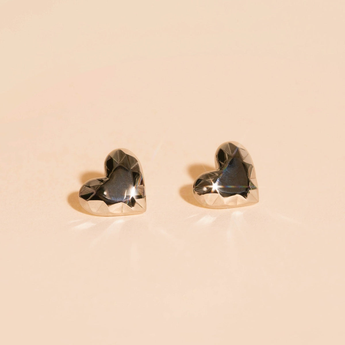 Geometric Heart Stud Earrings