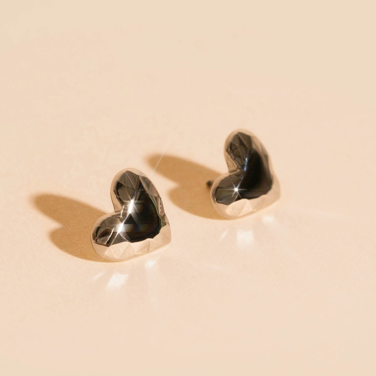 Geometric Heart Stud Earrings