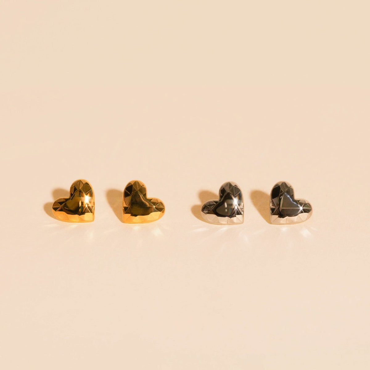 Geometric Heart Stud Earrings