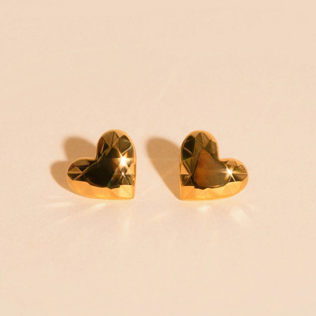 Geometric Heart Stud Earrings