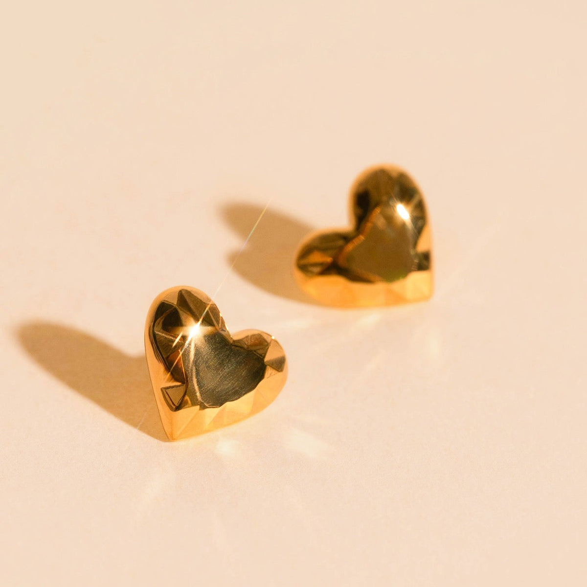 Geometric Heart Stud Earrings