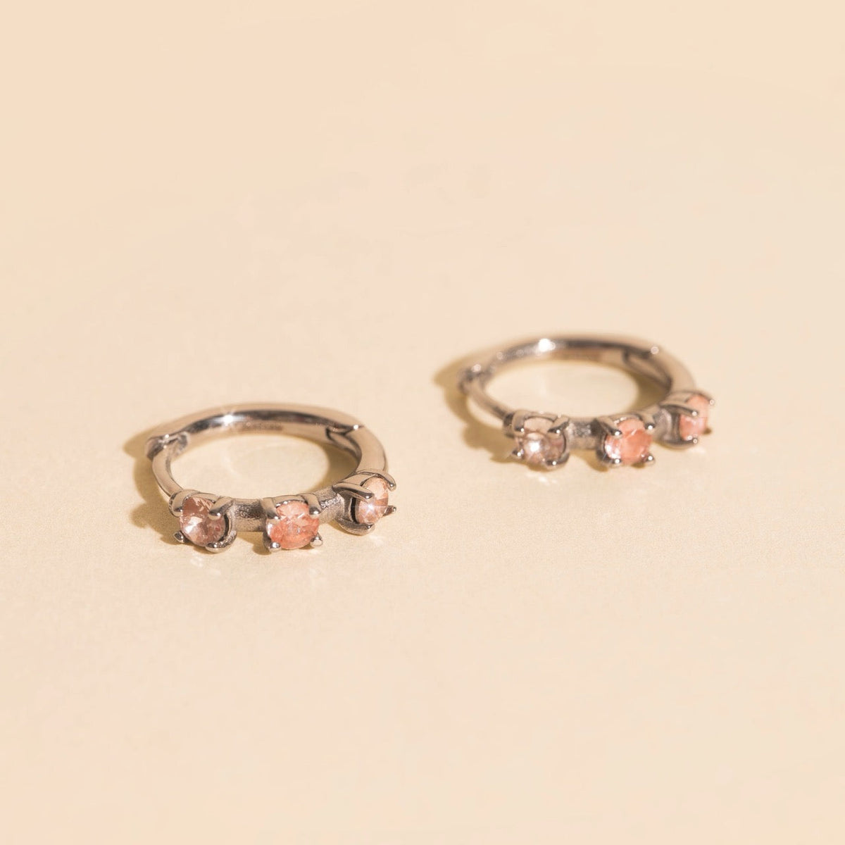 Thin Crystal Huggie Hoop Earrings