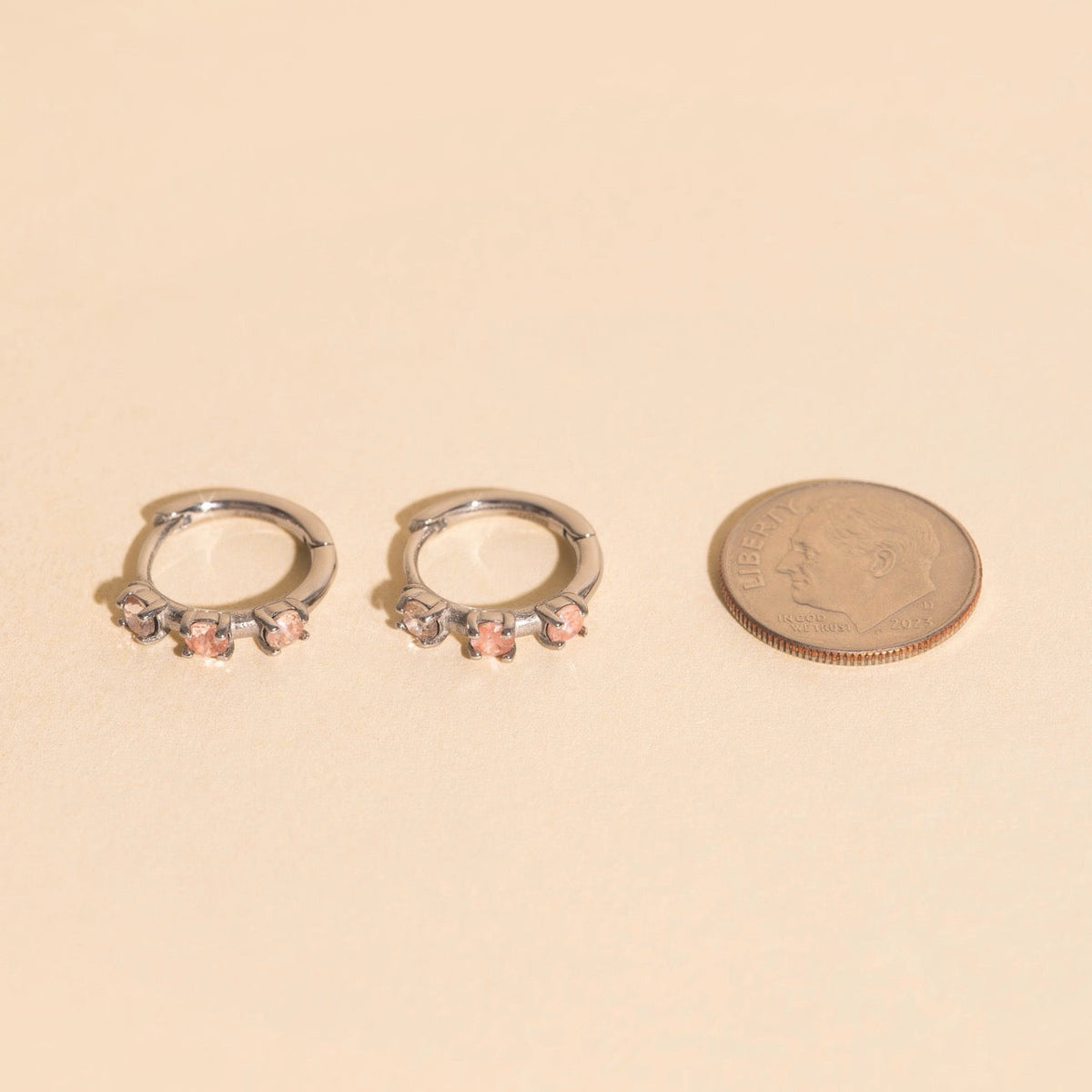 Thin Crystal Huggie Hoop Earrings