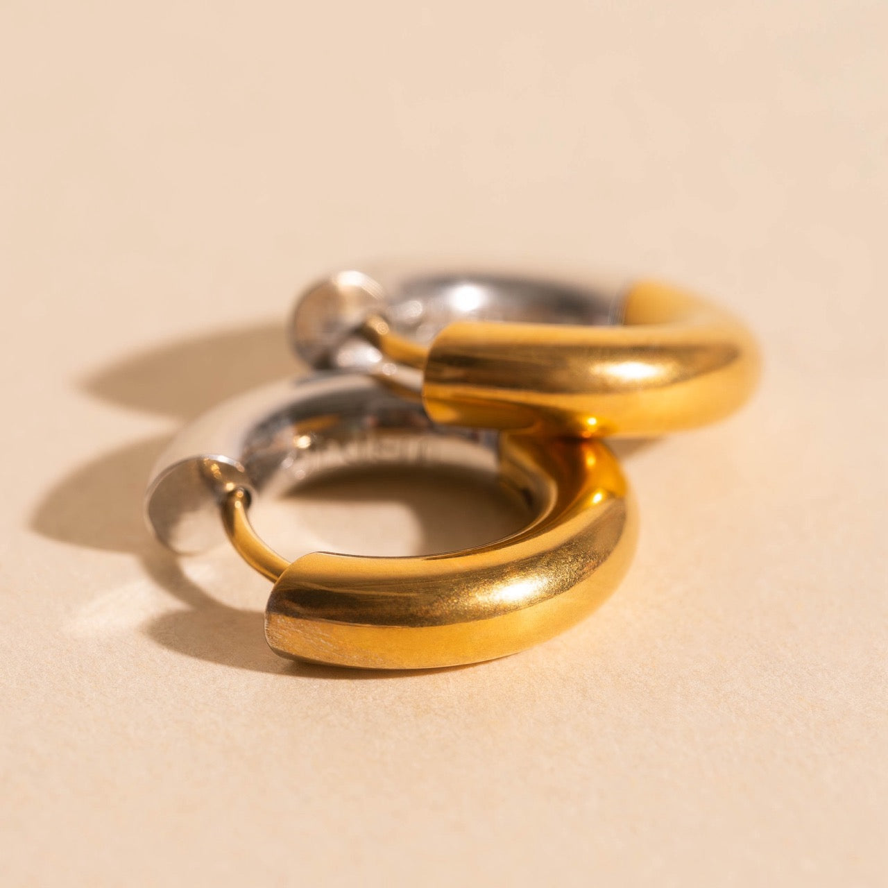 Titanium Chunky Rounded Huggie Hoop Earrings - FeatherTUFF™