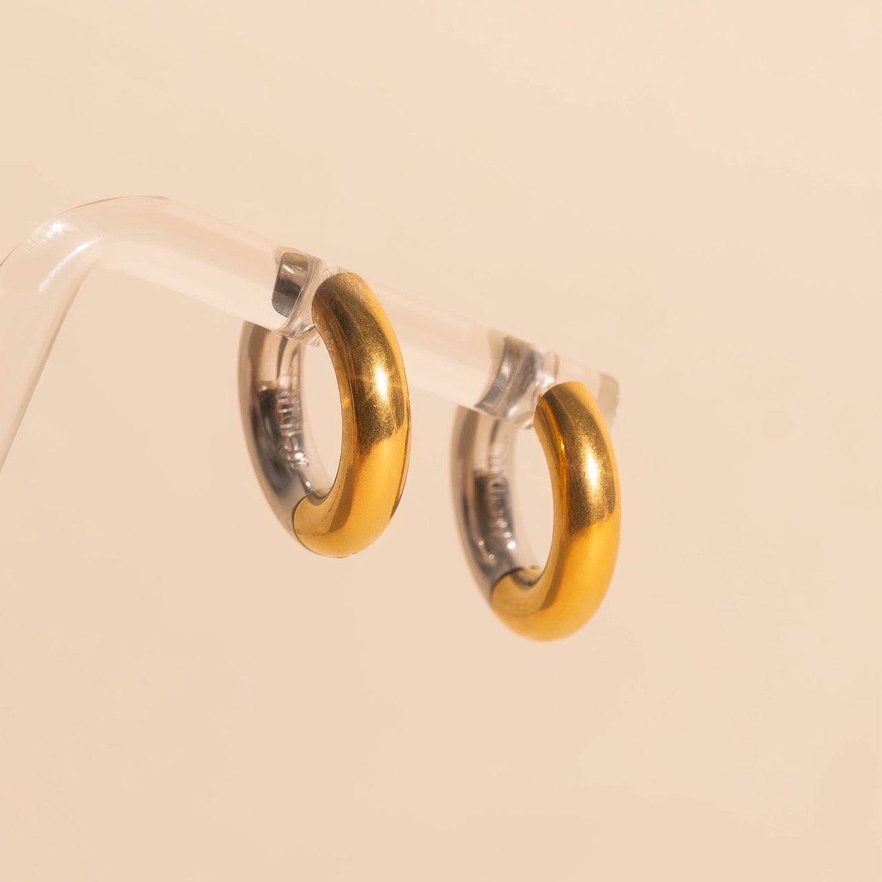 Titanium Chunky Rounded Huggie Hoop Earrings - FeatherTUFF™