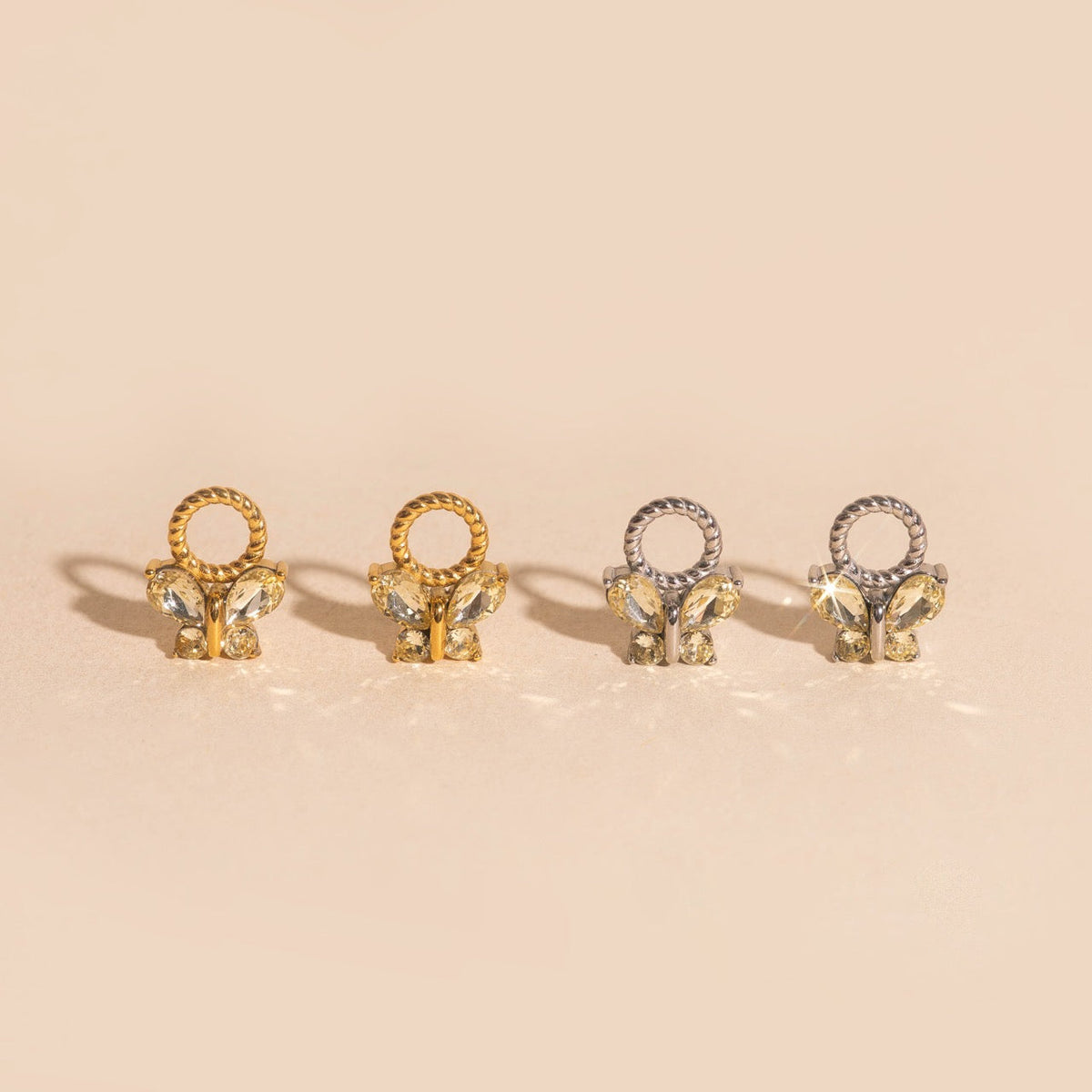 Crystal Butterfly Chunky Huggie Hoop Charms