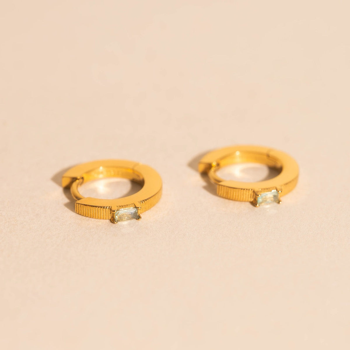 Baguette Textured Huggie Hoop Earrings