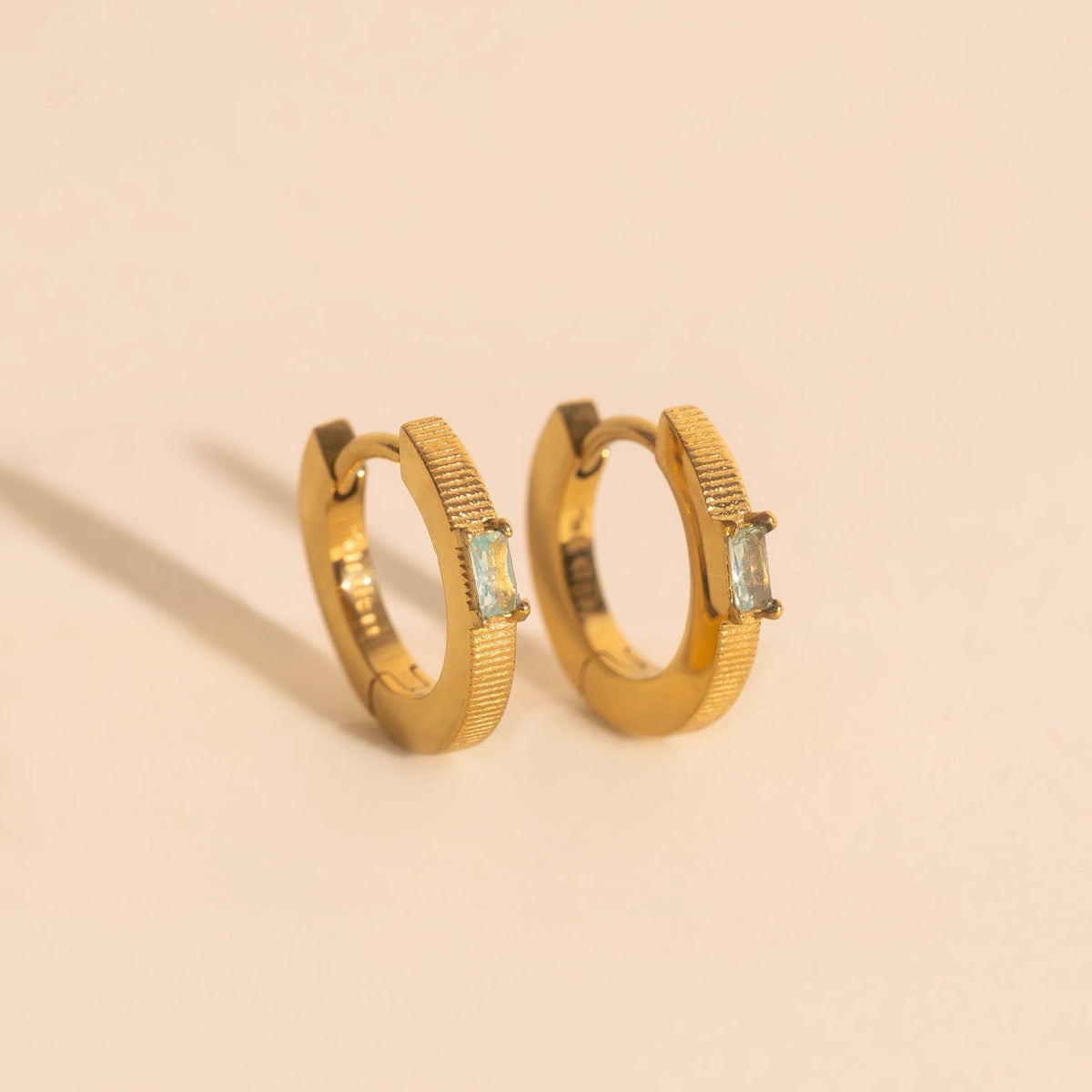 Baguette Textured Huggie Hoop Earrings