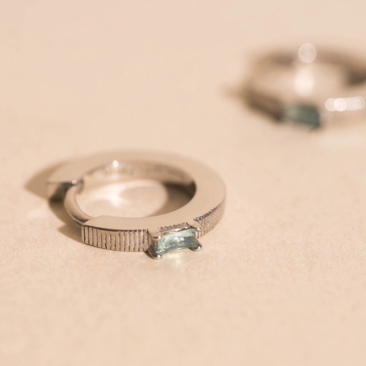 Baguette Textured Huggie Hoop Earrings