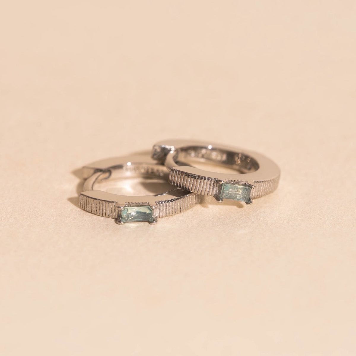 Baguette Textured Huggie Hoop Earrings
