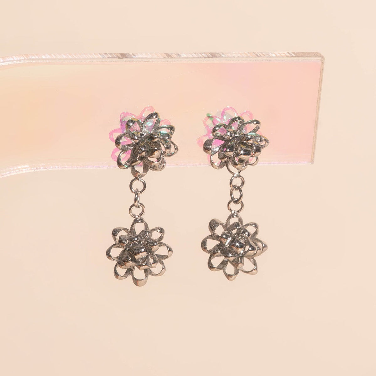 Gift Bow Dangle Stud Earrings
