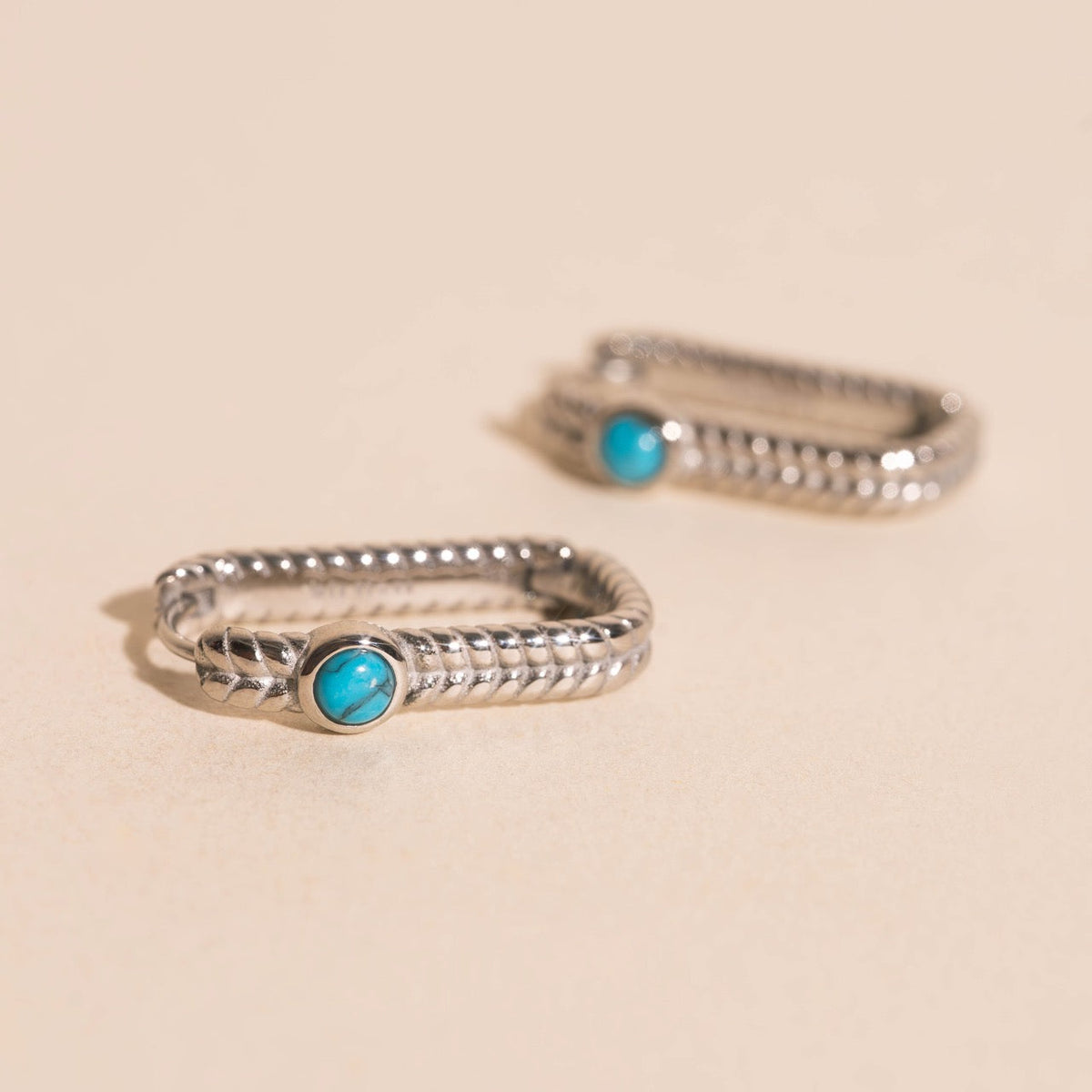 Rope Rectangle Huggie Hoop Earrings