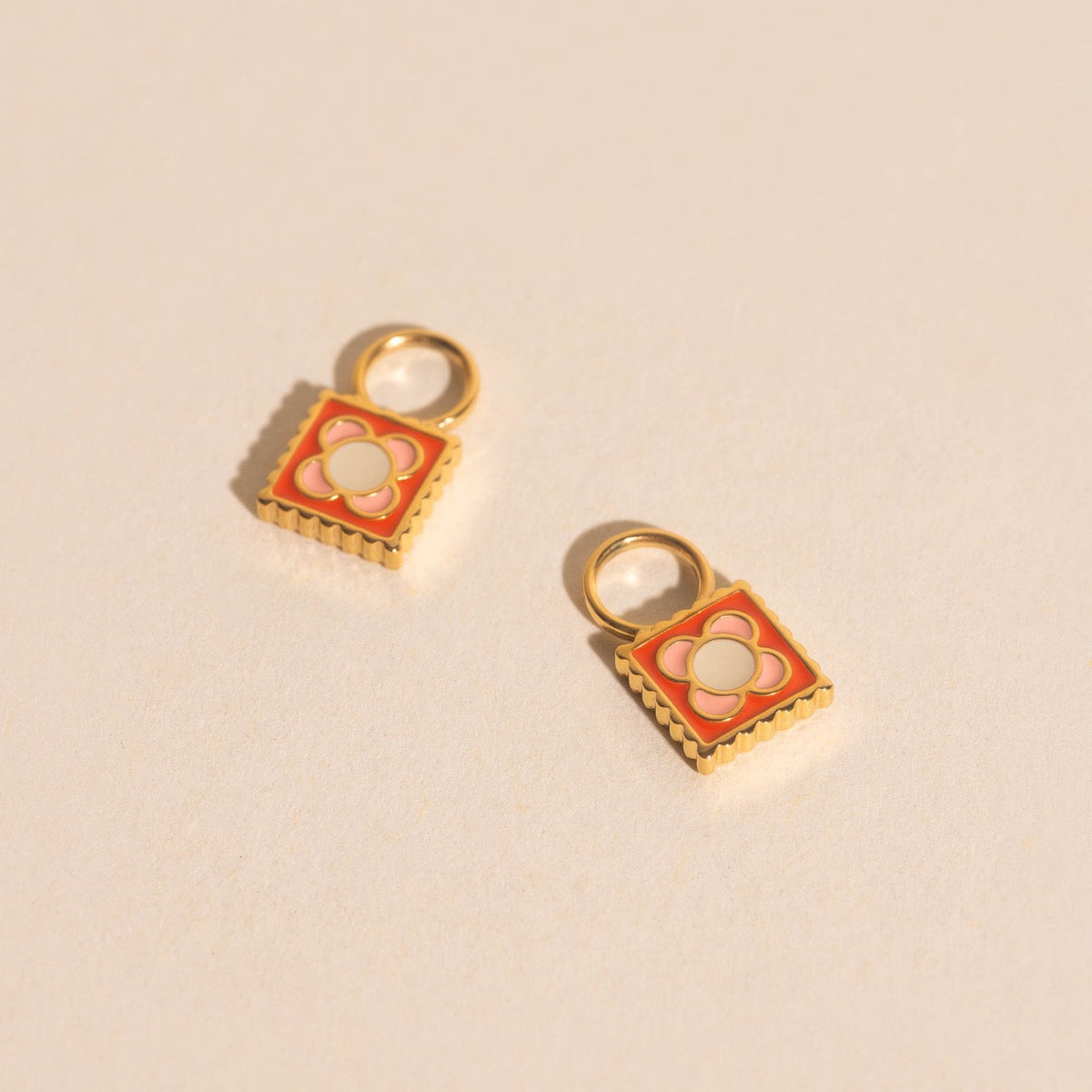 Flower Stamp Chunky Huggie Hoop Charms