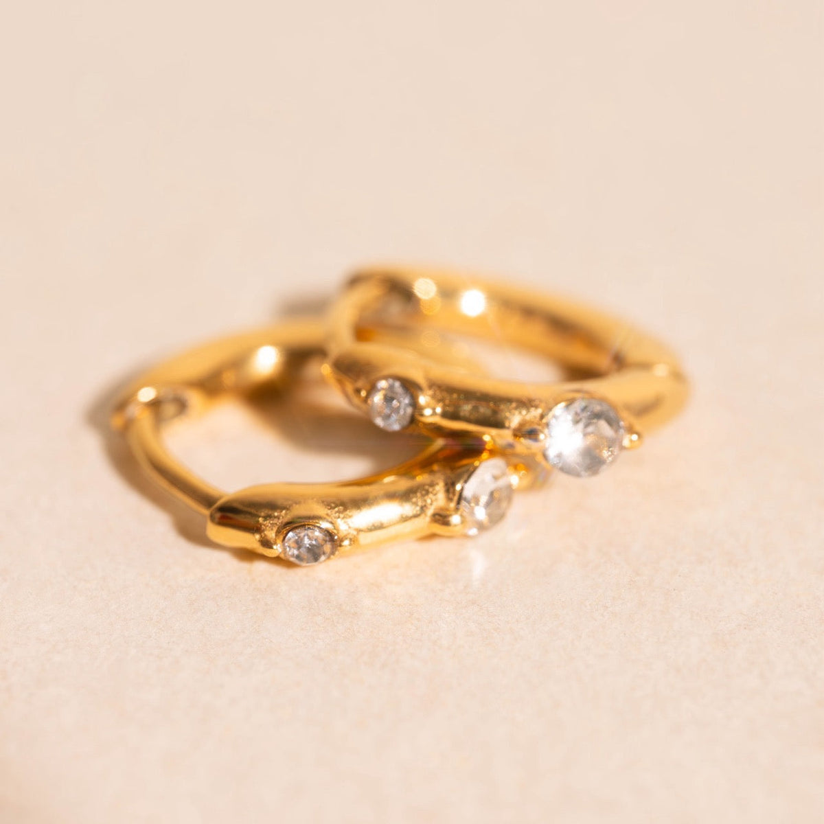 Mini Crystal Rounded Huggie Hoop Earrings