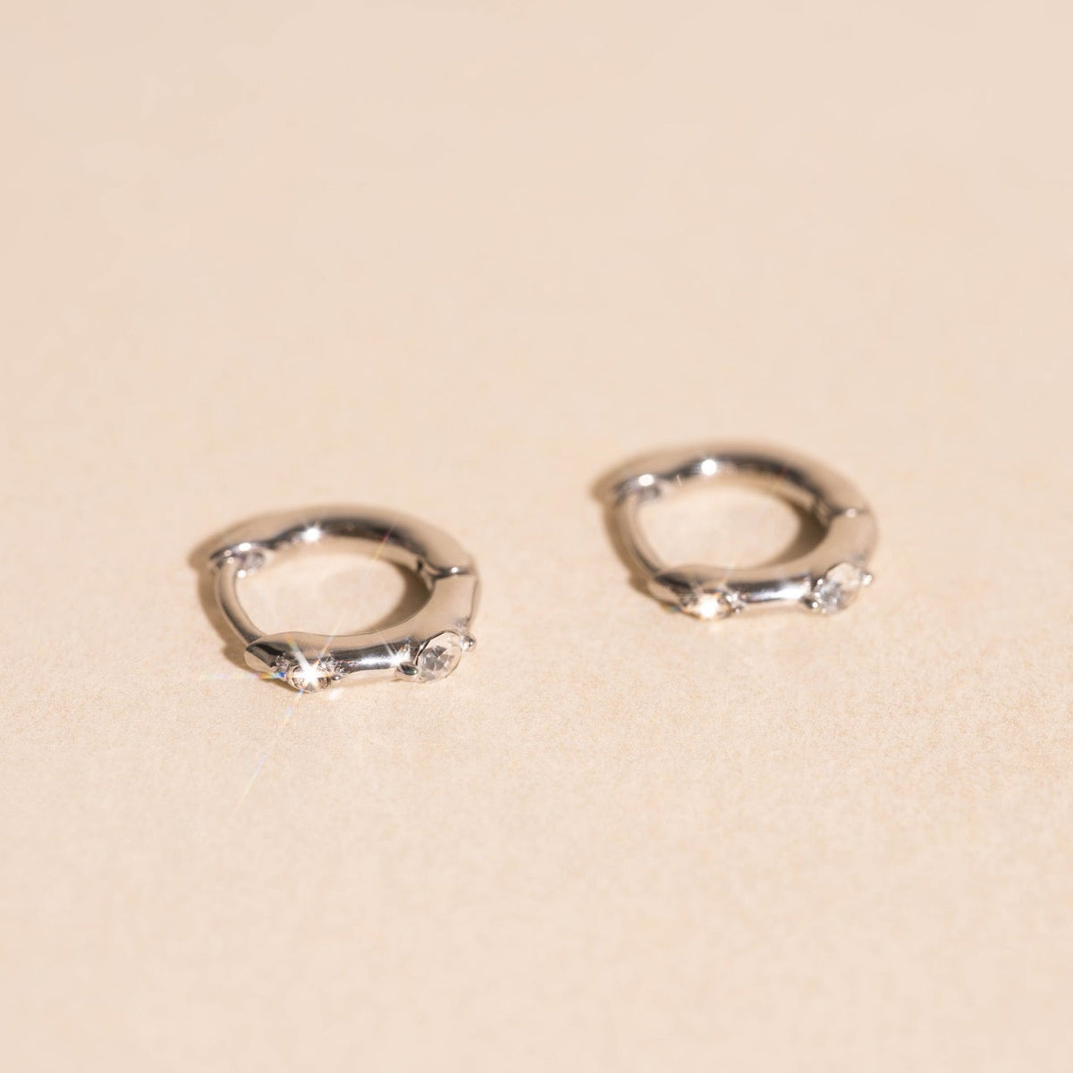Mini Crystal Rounded Huggie Hoop Earrings