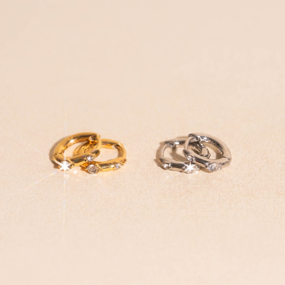 Mini Crystal Rounded Huggie Hoop Earrings