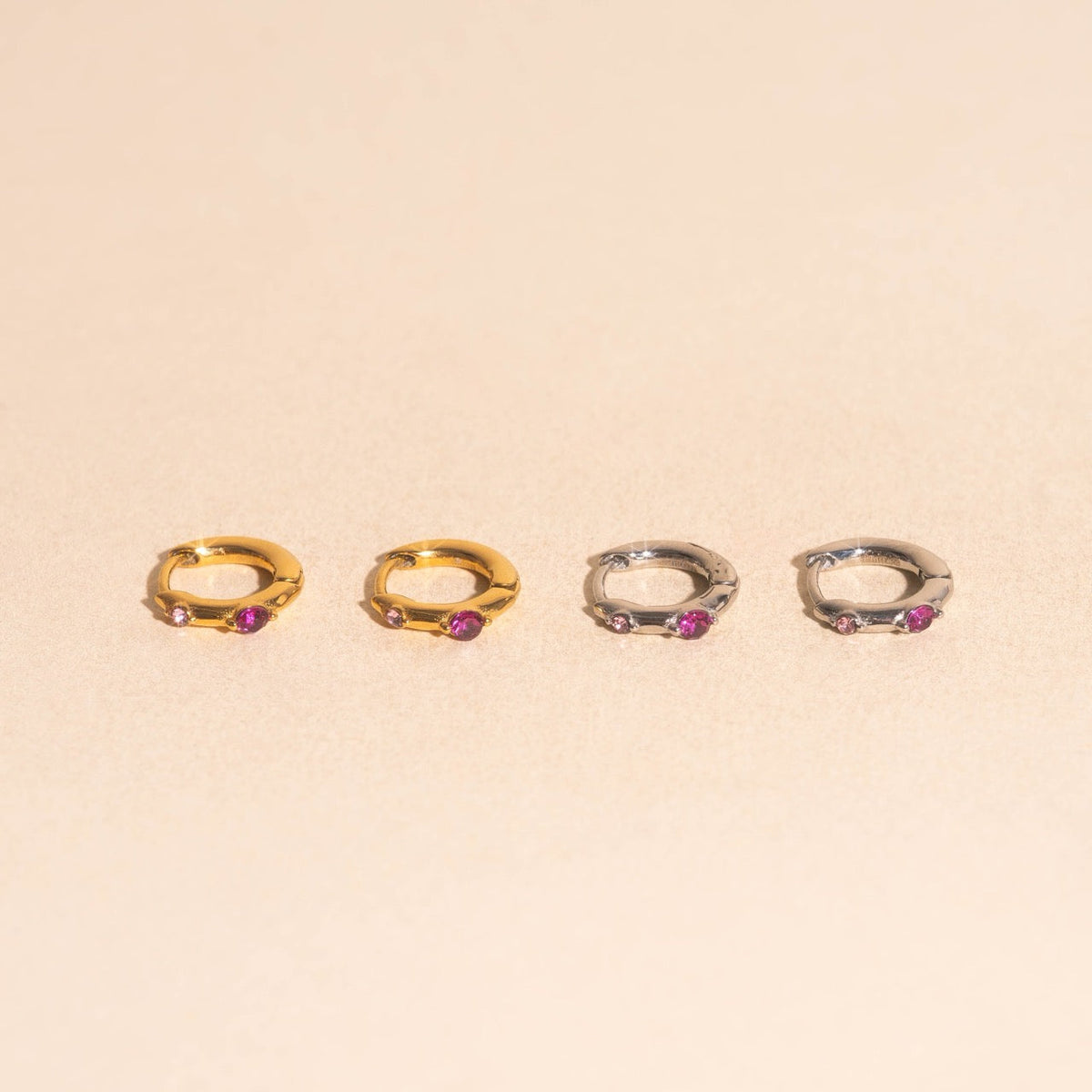 Mini Crystal Rounded Huggie Hoop Earrings