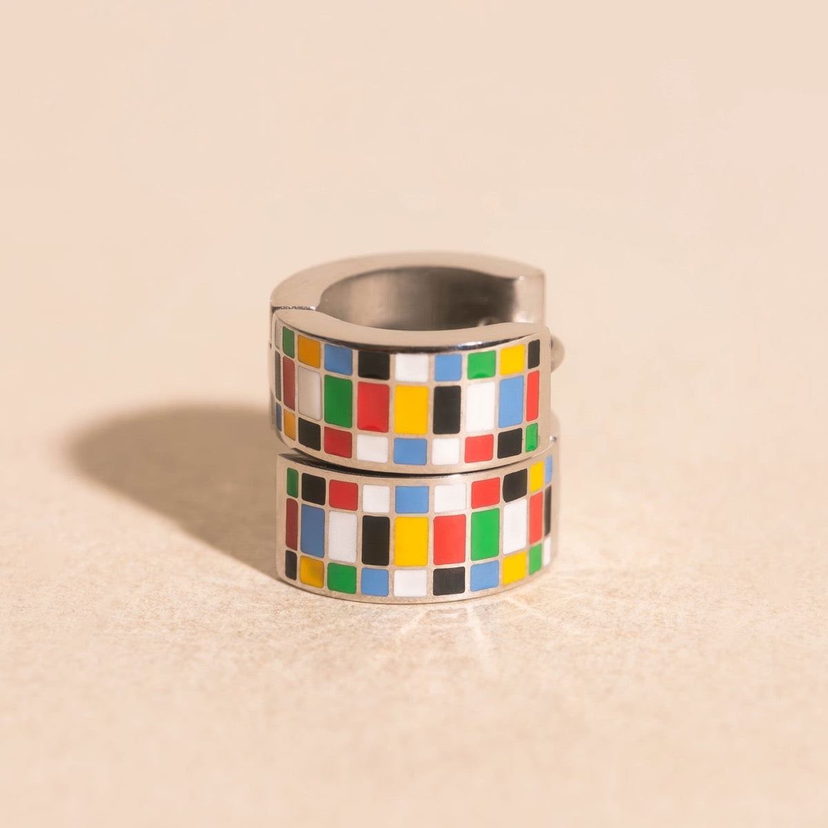 Global Goals Checkered Super Chunky Huggie Hoop Earrings