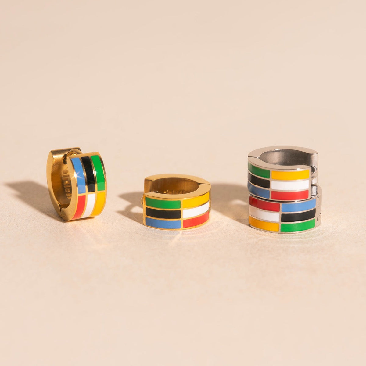 Global Goals Striped Super Chunky Huggie Hoop Earrings