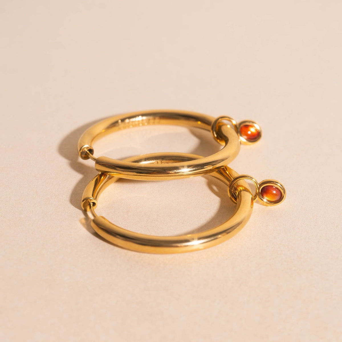 Stone Chunky Huggie Hoop Charms