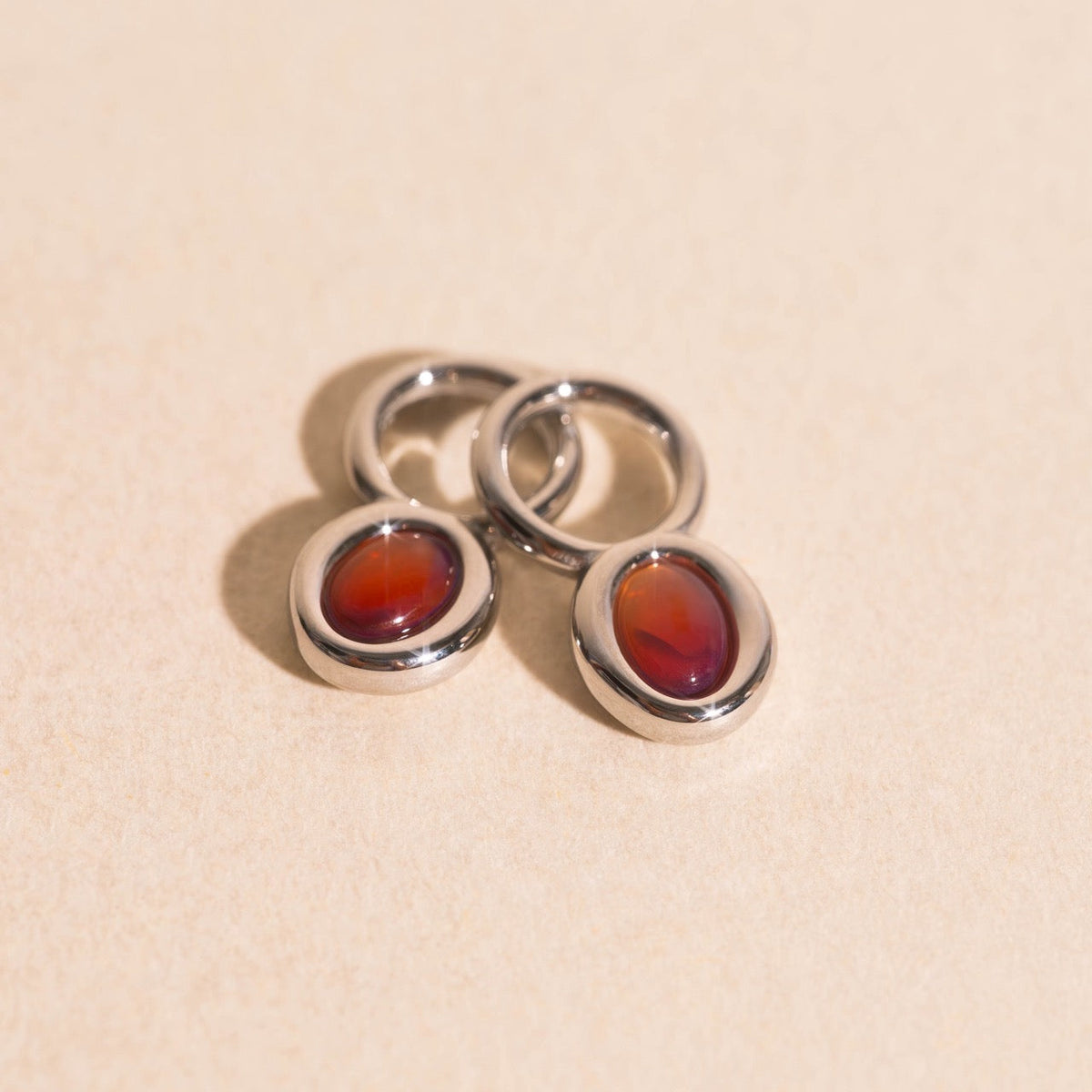 Stone Chunky Huggie Hoop Charms
