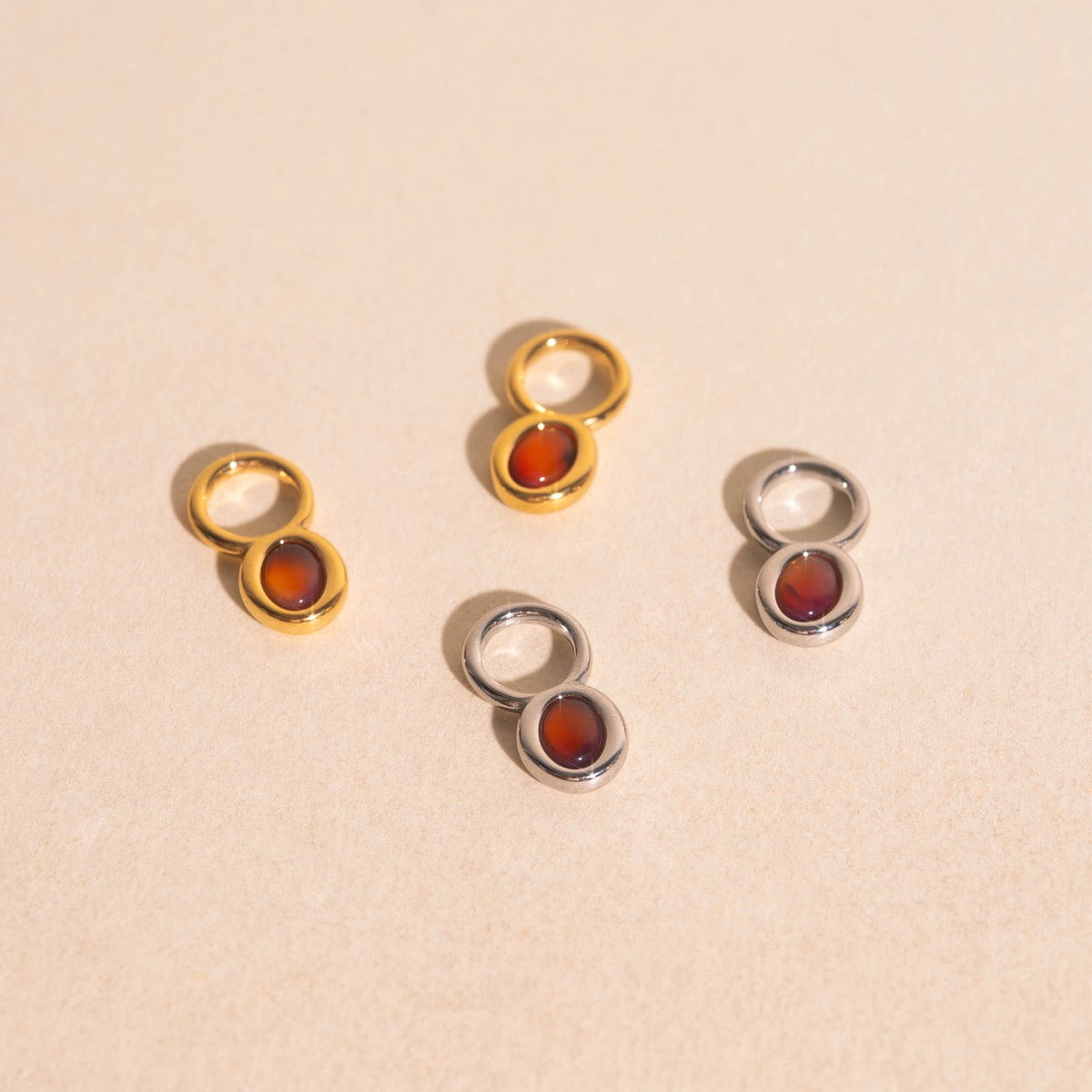 Stone Chunky Huggie Hoop Charms