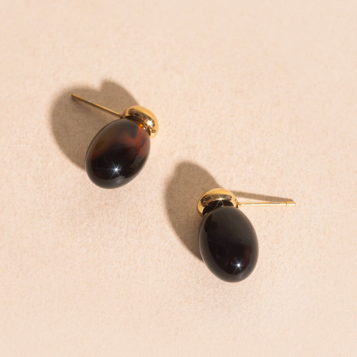 Tortoise Shell Drop Stud Earrings