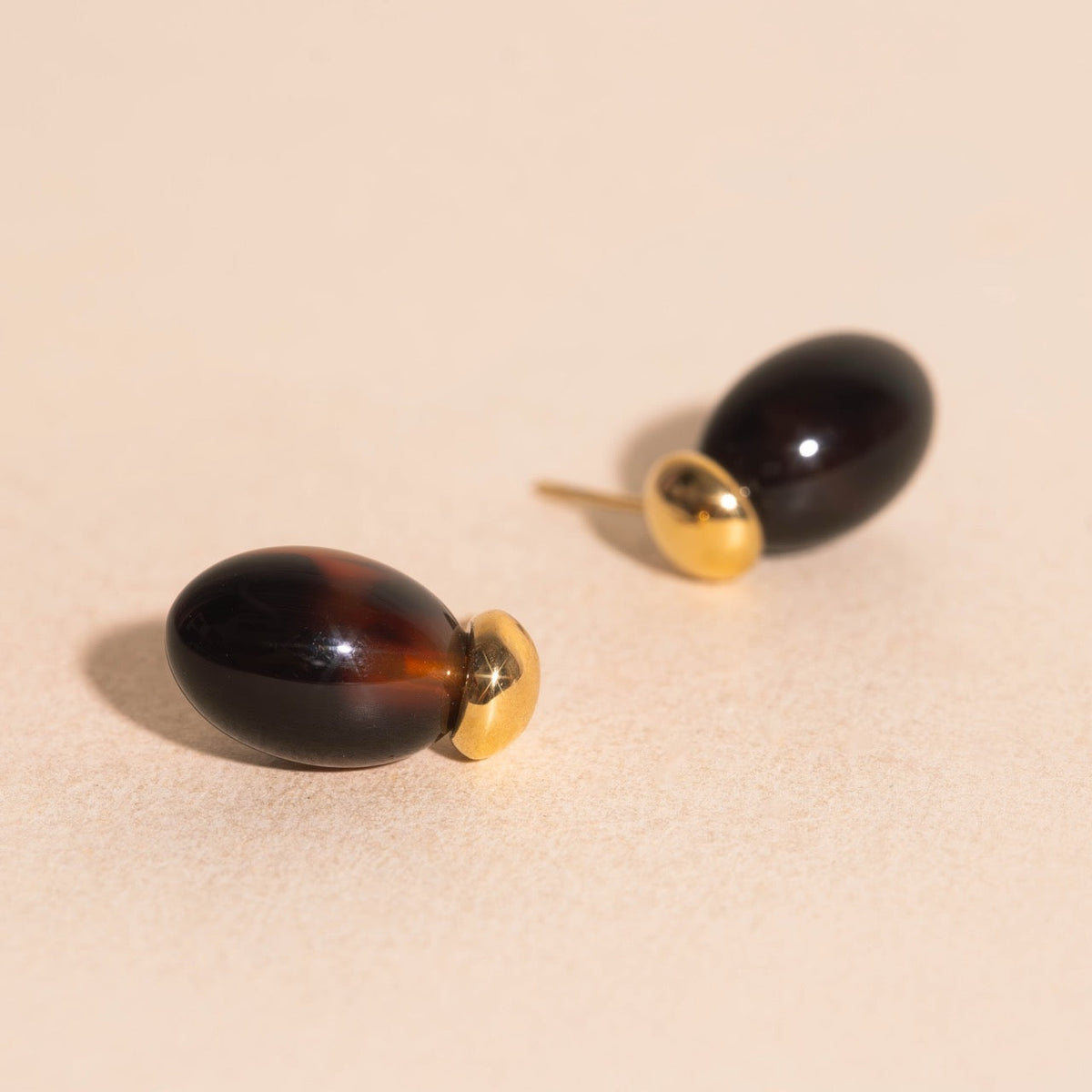 Tortoise Shell Drop Stud Earrings