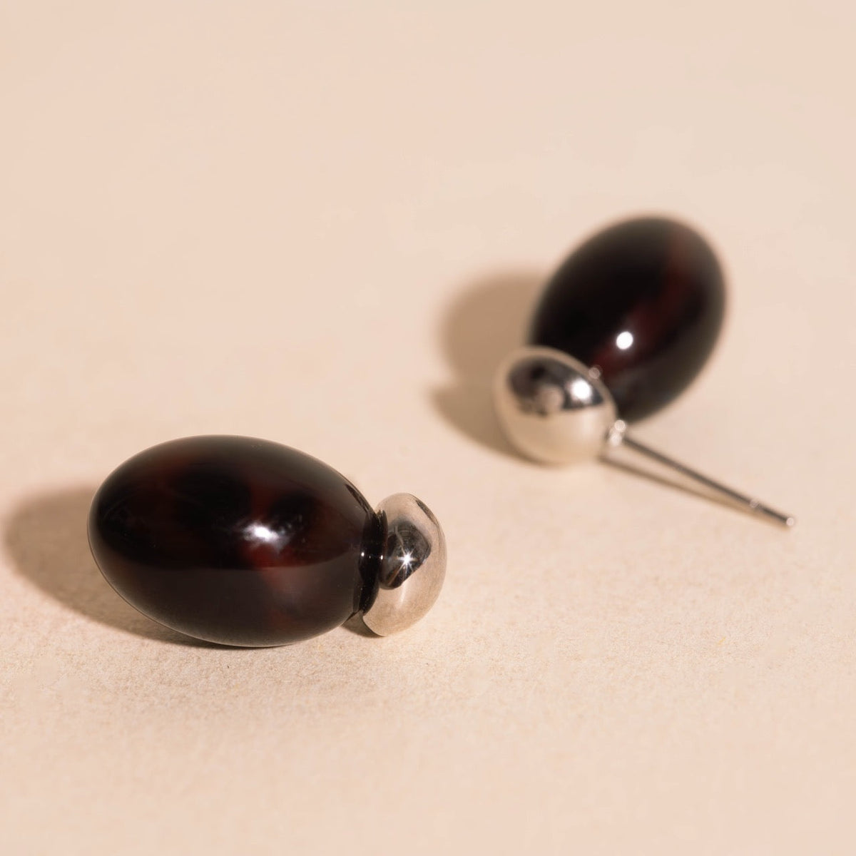Tortoise Shell Drop Stud Earrings
