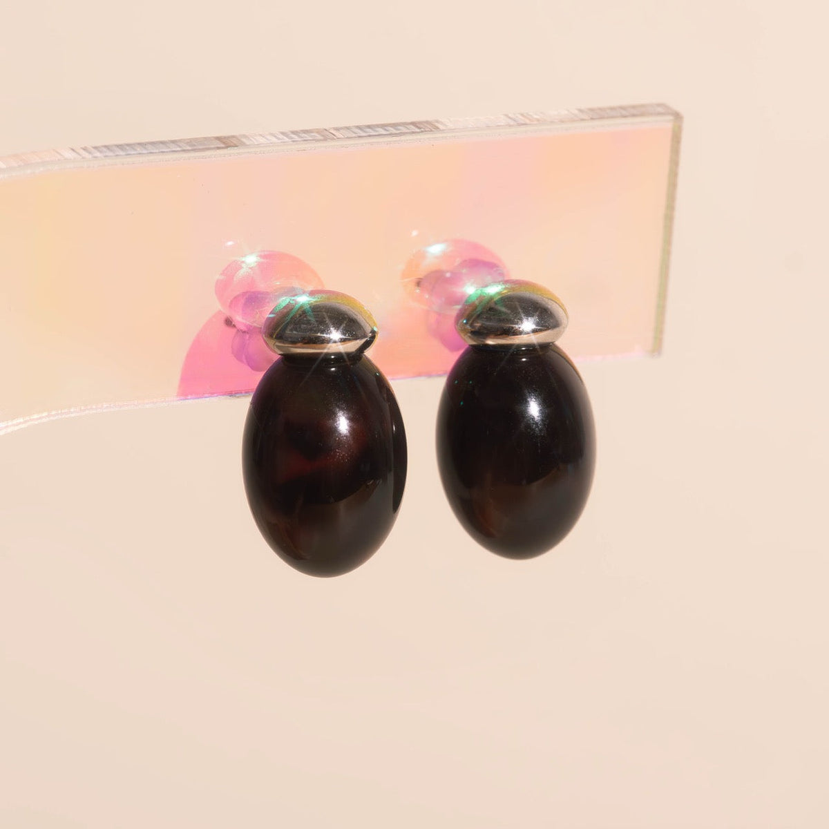 Tortoise Shell Drop Stud Earrings