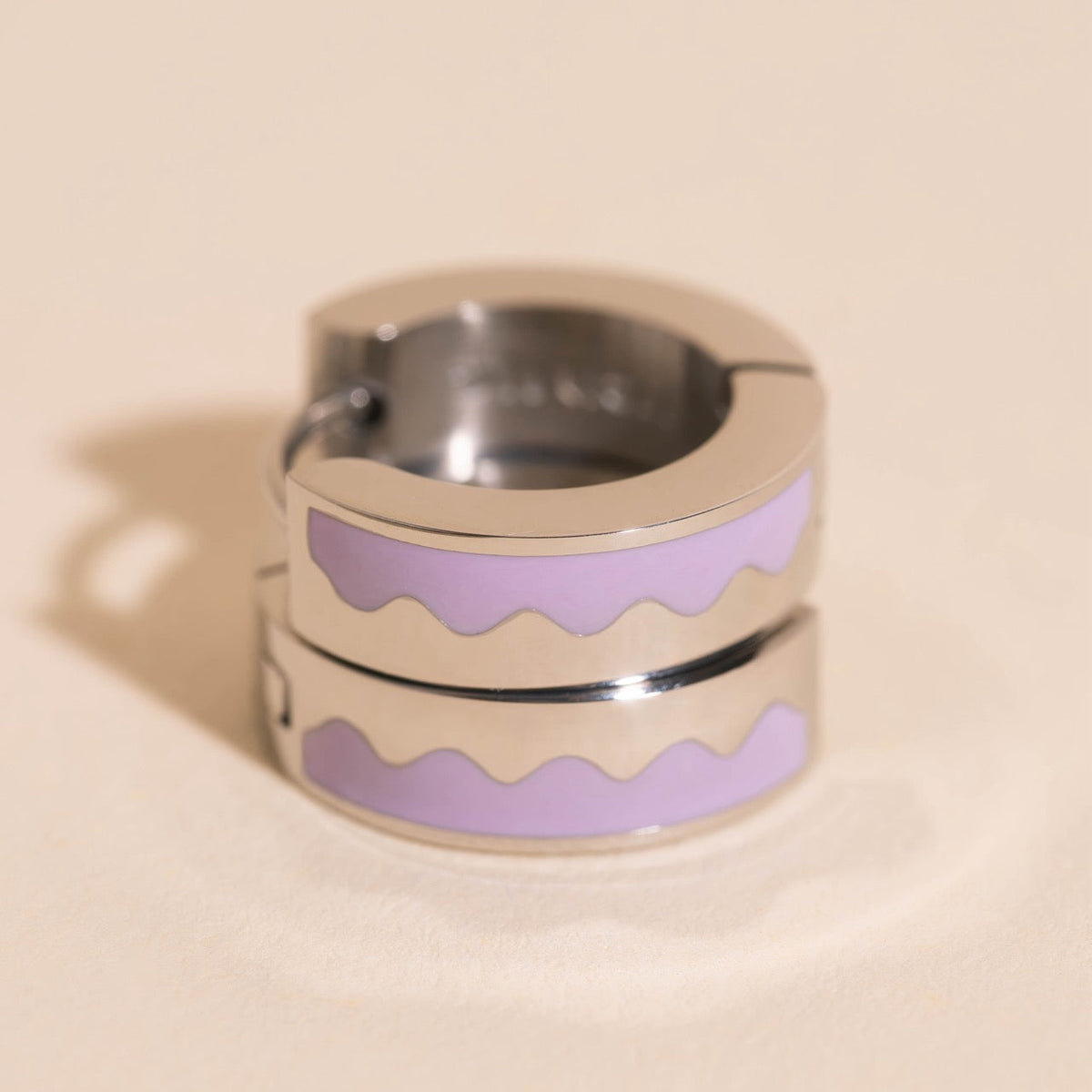 Wavy Lavender Chunky Huggie Hoop Earrings