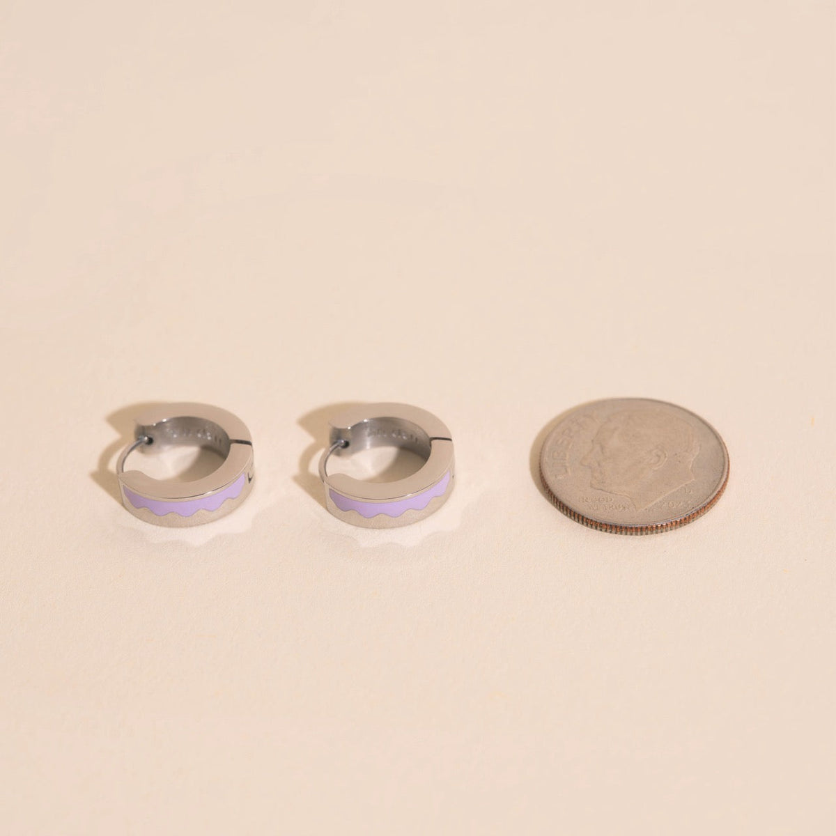 Wavy Lavender Chunky Huggie Hoop Earrings