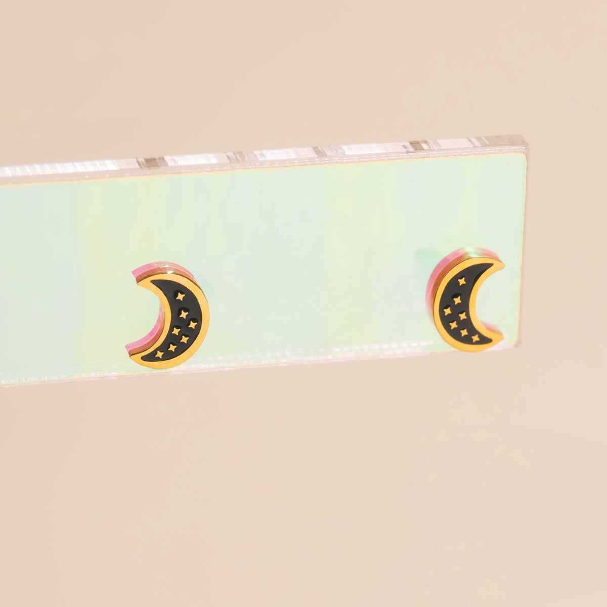 Black Moon Stud Earrings