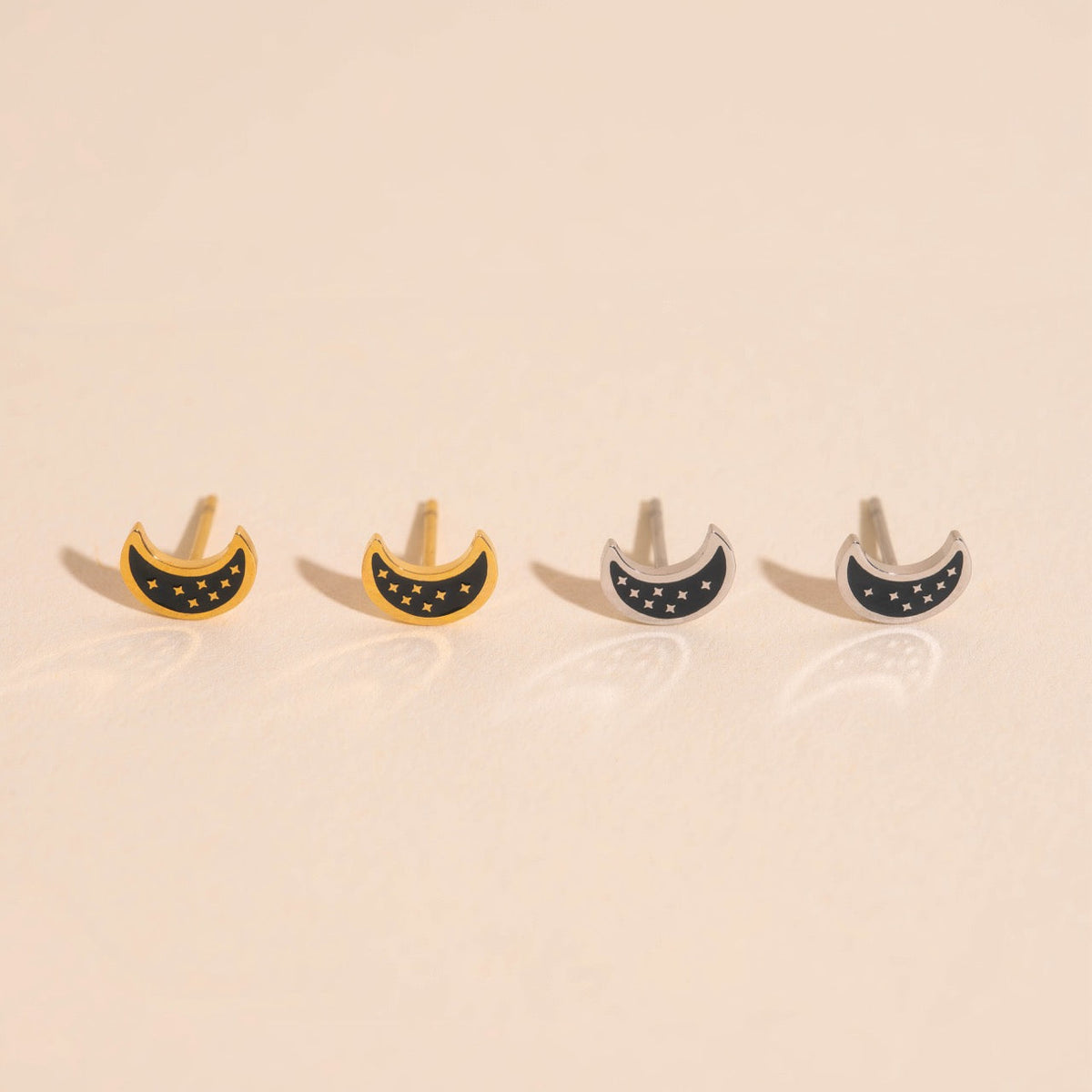 Black Moon Stud Earrings